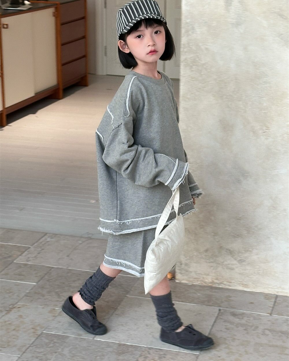 拼接重工時尚毛邊套裝