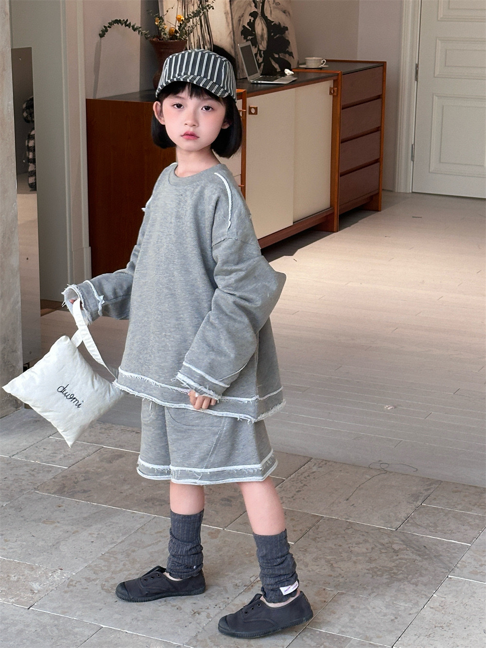 拼接重工時尚毛邊套裝