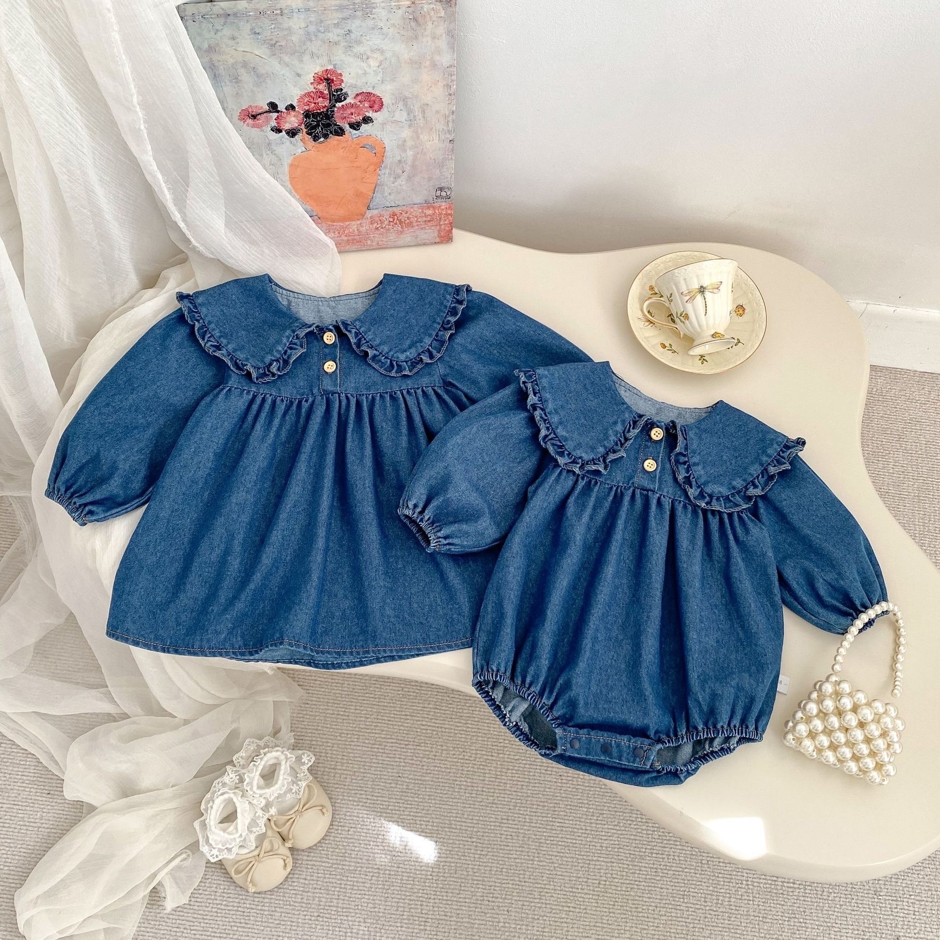 姐妹裝_牛仔洋裝/牛仔包屁衣