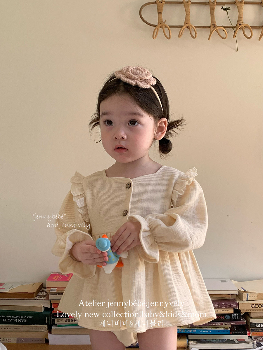 溫柔杏純棉包屁裙