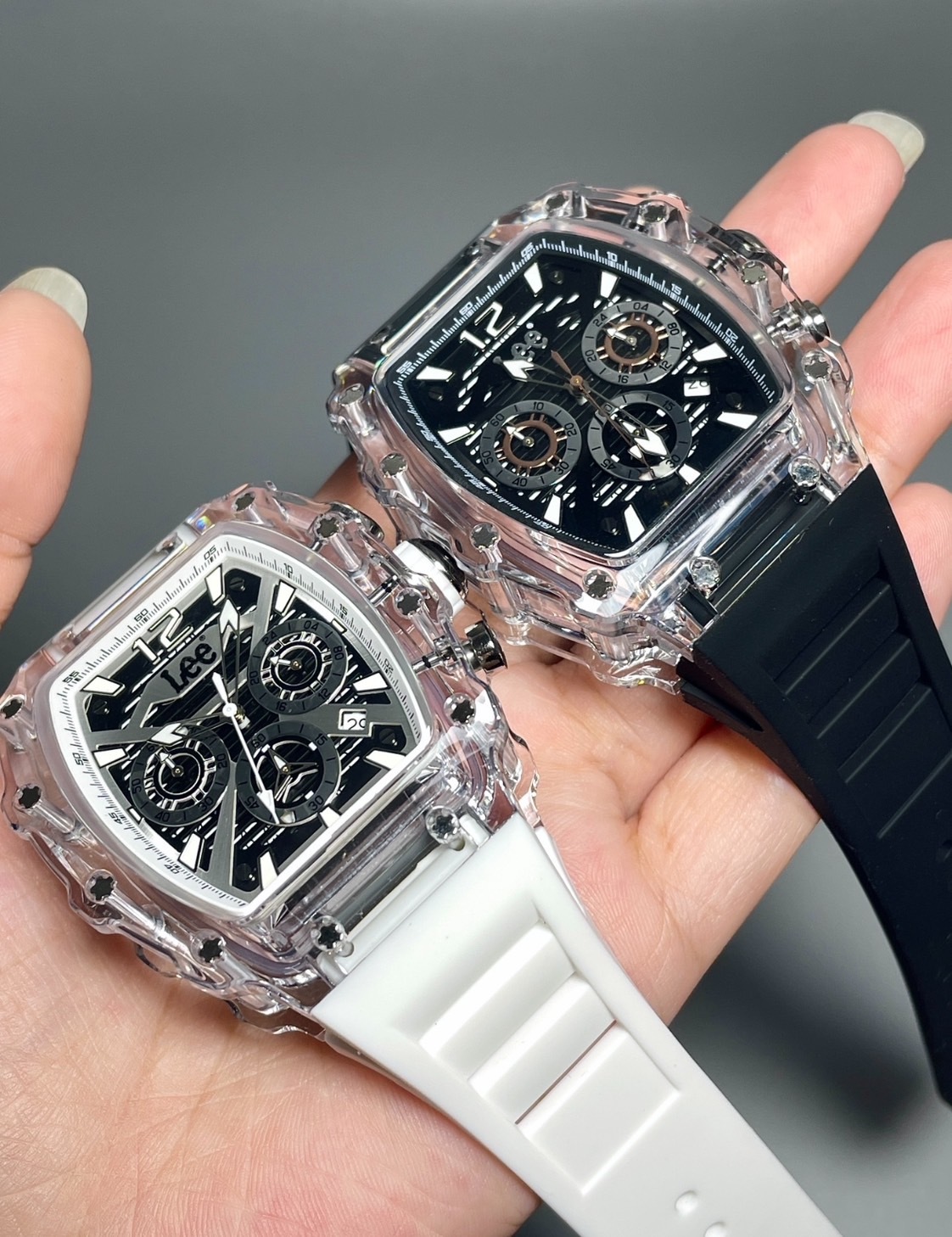 LEE石英錶 平替  LEE查德米勒  透明款 腕錶  白色 黑色 冰凝限量系列 手錶