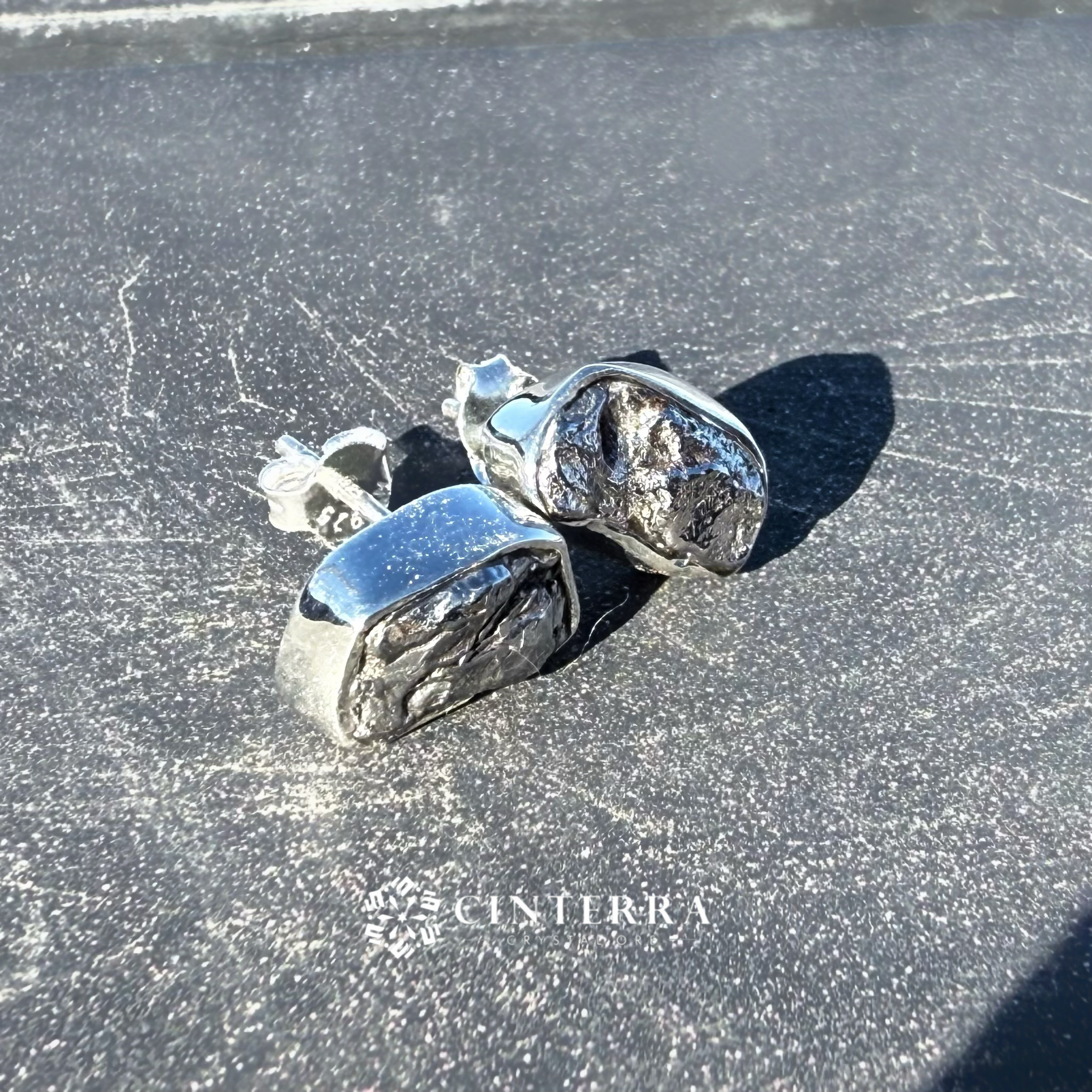 土桑Tucson 精選-阿根廷天鐵隕石925純銀耳環｜鎳鐵隕石｜已鑑定｜天鐵耳環