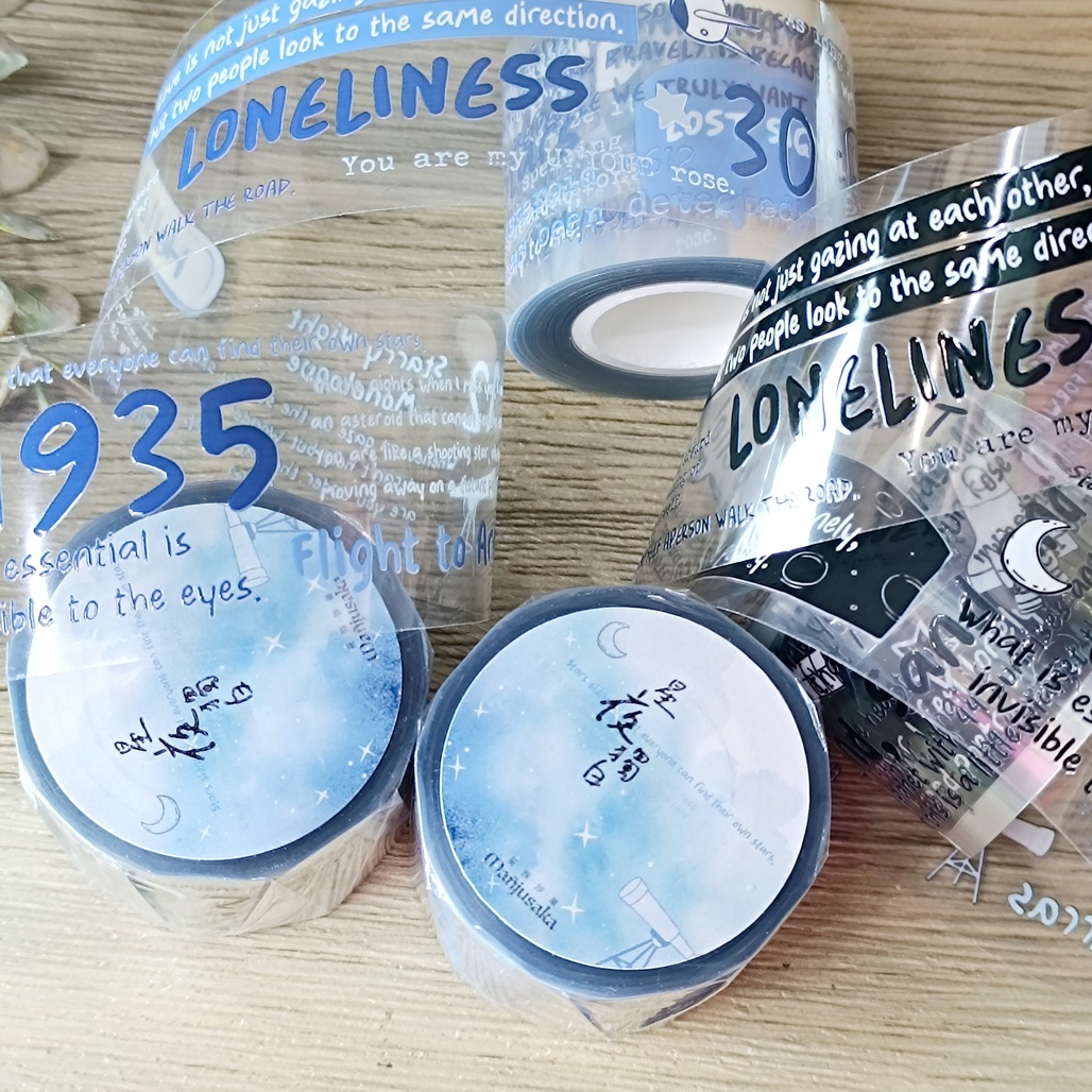 曼殊沙華．星夜獨白-星夜藍/靜謐黑 4cm亮面PET膠帶 <整捲/分裝>