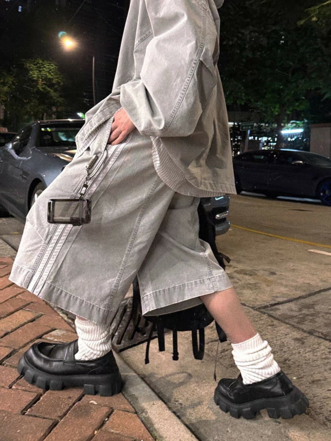 Aurocean 320G 重磅 水洗 做舊 立體收折短褲