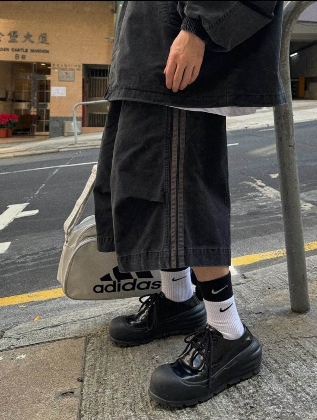 Aurocean 320G 重磅 水洗 做舊 立體收折短褲