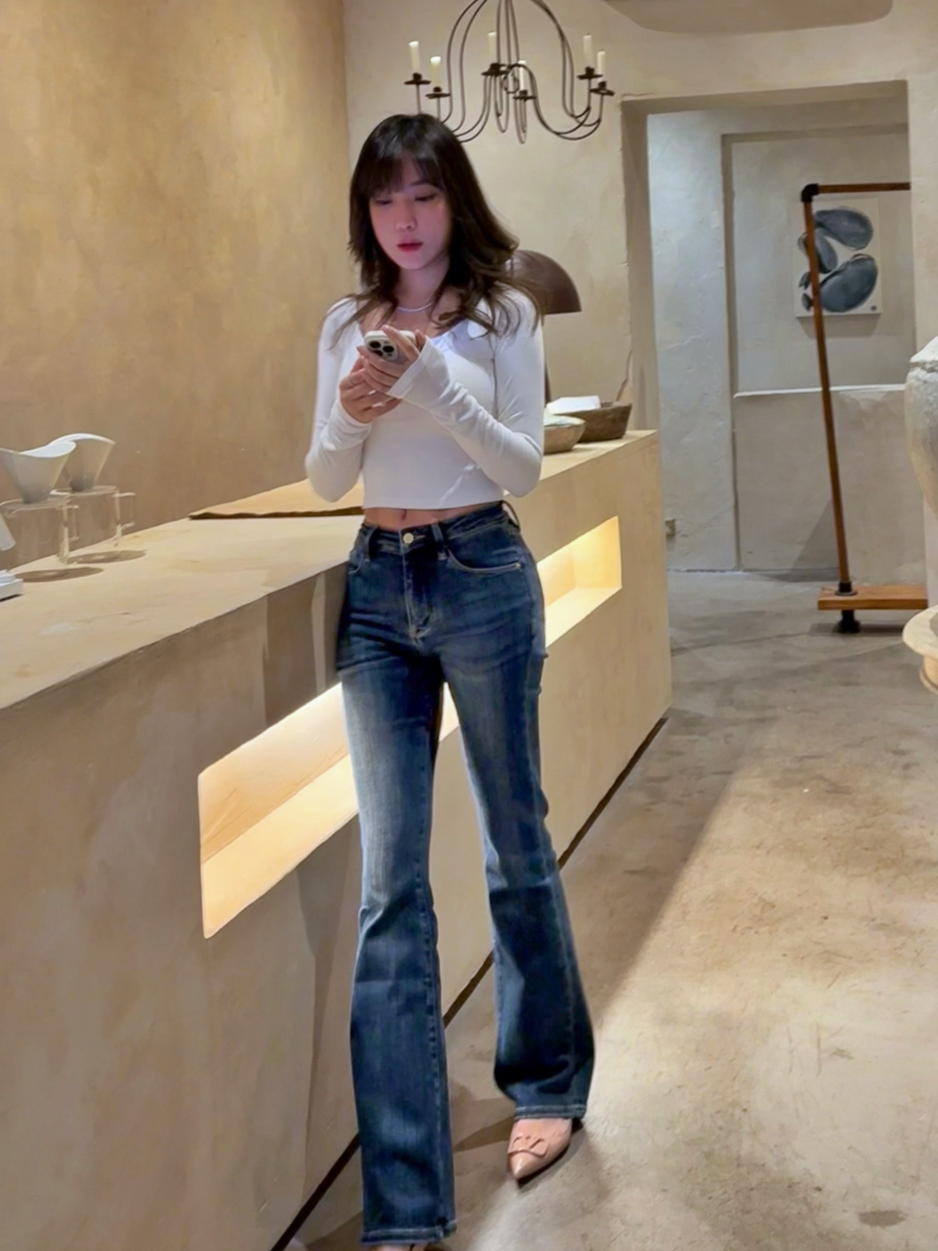 Slim 完美比例 ! 彈性牛仔顯瘦小喇叭褲