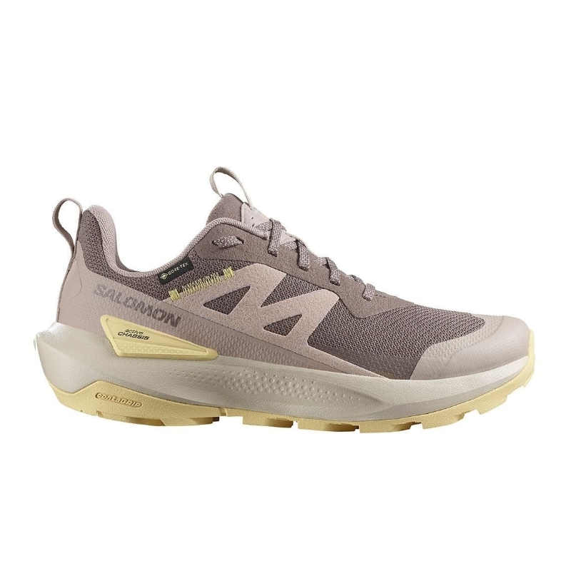 【SALOMON】女 ELIXIR ACTIV Goretex 低筒登山鞋 鋼鐵灰/燕麥/黃 / L47760100