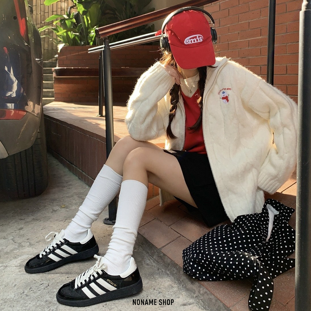 ADIDAS ORIGINALS HANDBALL SPEZIAL 小香風 菱格紋 漆皮 黑色 (男/女款)