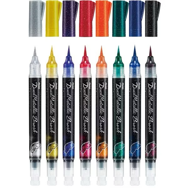 Pentel｜蝴蝶毛筆刷 金屬色
