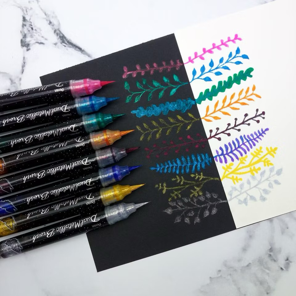 Pentel｜蝴蝶毛筆刷 金屬色