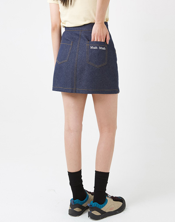 預訂｜MUAHMUAH STITCH LOGO DENIM POCKET SKIRT