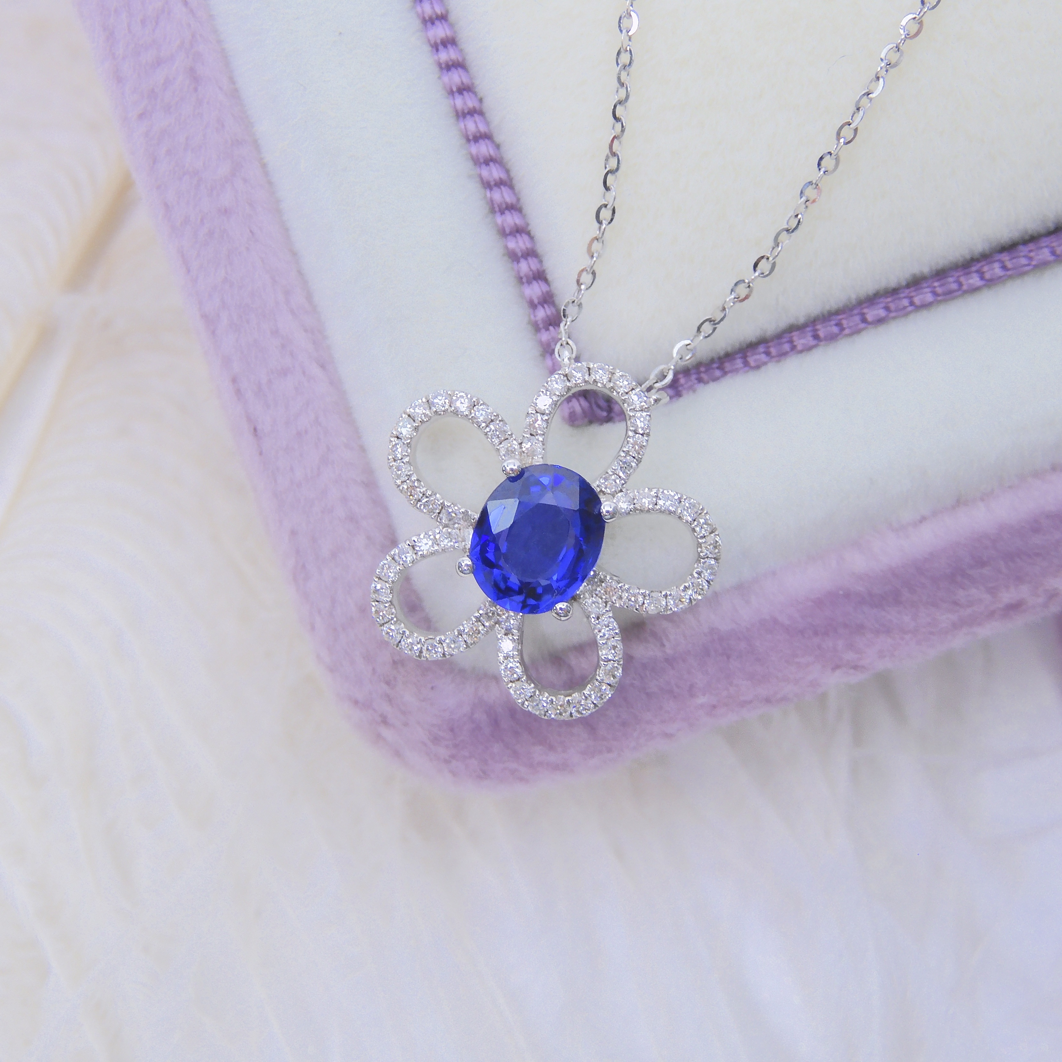 18K金 0.75ct 藍寶石項鍊