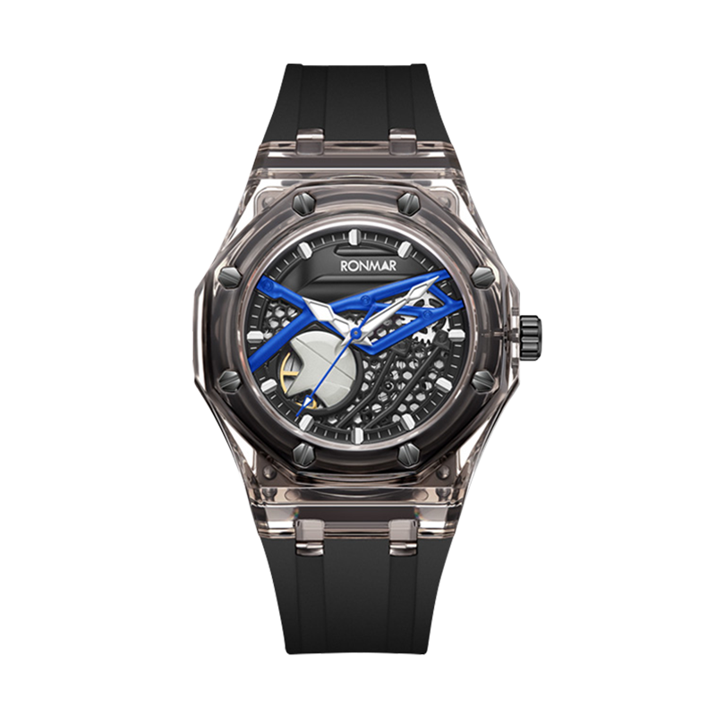 【RONMAR羅馬】機車系列 MotoX 夜光指針刻度 動力儲存 高透光PMMA錶殼 矽膠錶帶 機械 手錶