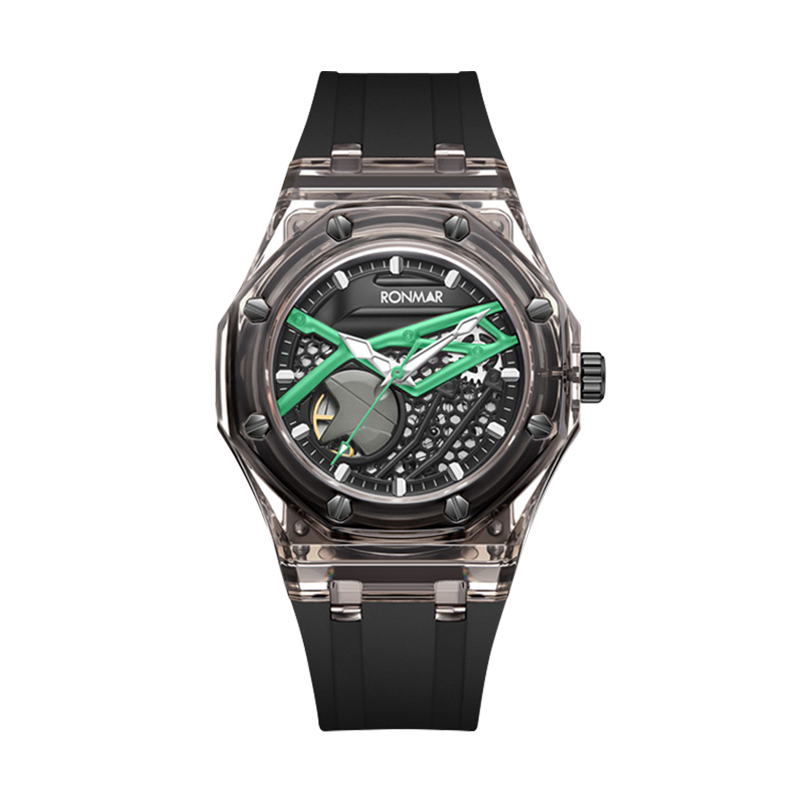 【RONMAR羅馬】機車系列 MotoX 夜光指針刻度 動力儲存 高透光PMMA錶殼 矽膠錶帶 機械 手錶