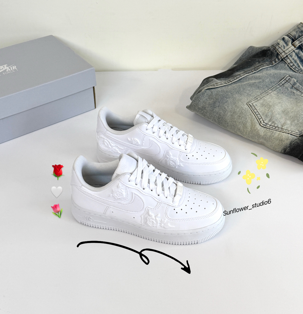 Nike Air Force 1 AF1 浮雕玫瑰 玫瑰 全白 皮革 女款 HF2016-100/預購