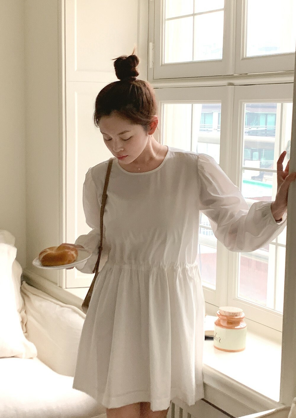 韓國grace muse授權 可愛氛圍簡約腰間抽繩娃娃洋裝