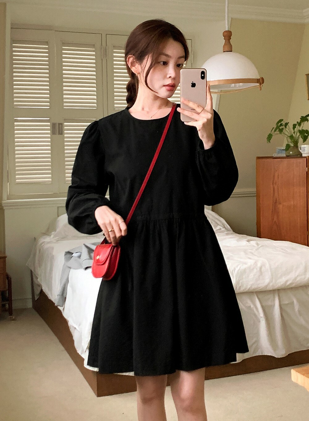 韓國grace muse授權 可愛氛圍簡約腰間抽繩娃娃洋裝