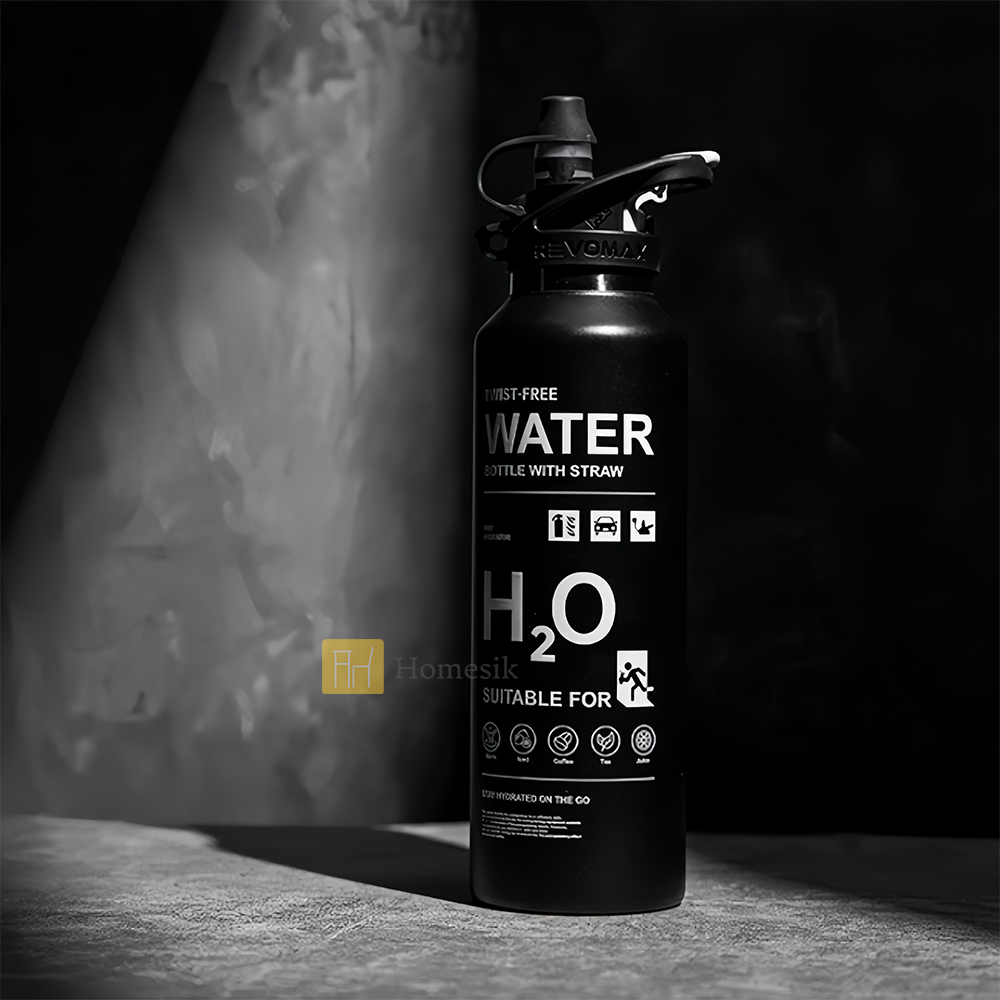 滅火筒防漏不銹鋼吸管瓶 950ml 黑色 (65638) 運動保溫瓶 