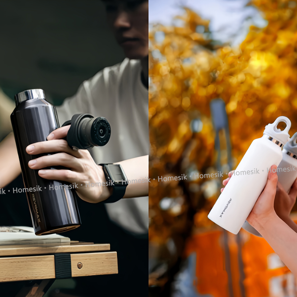 超級保溫瓶 防漏雙層不銹鋼瓶 473ml 黑色 (68626) 無螺紋杯蓋專利設計