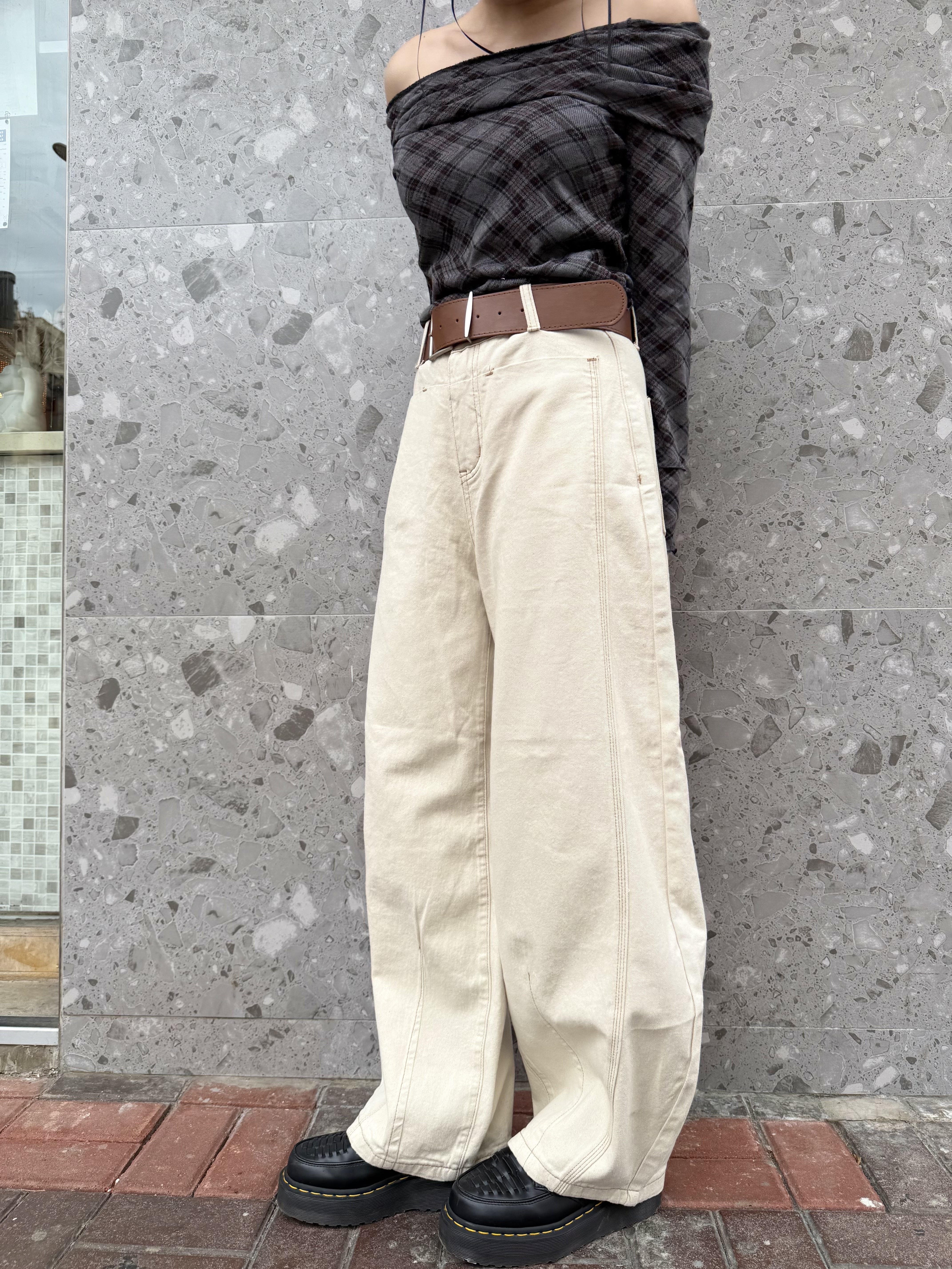 配belt透氣薄布料氣球形闊褲