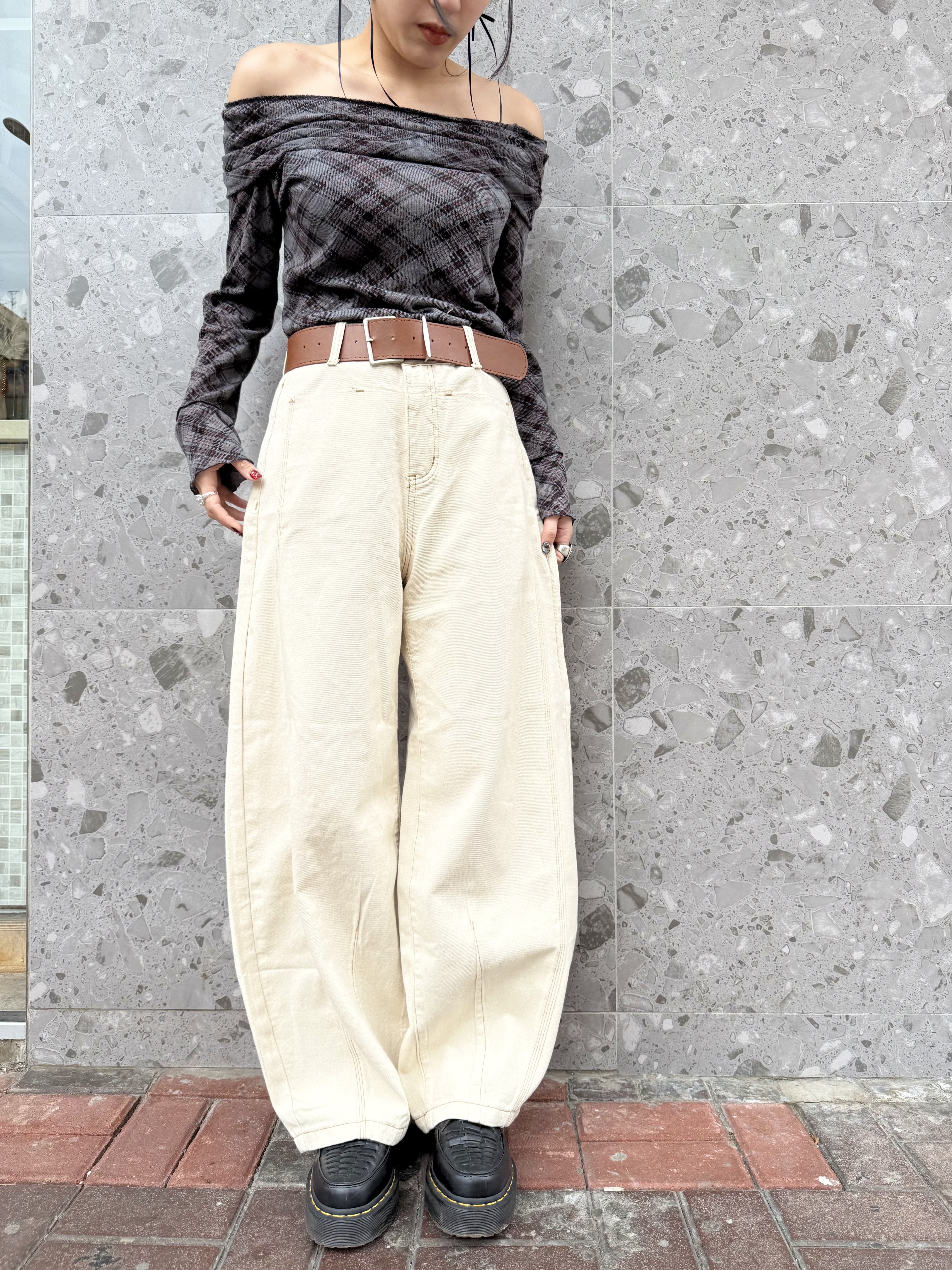 配belt透氣薄布料氣球形闊褲