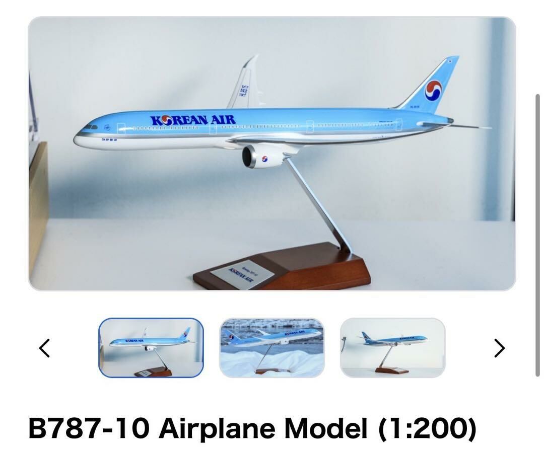 Hogan wings 1/200 大韓航空 波音787-10 飛行模式 木頭底座