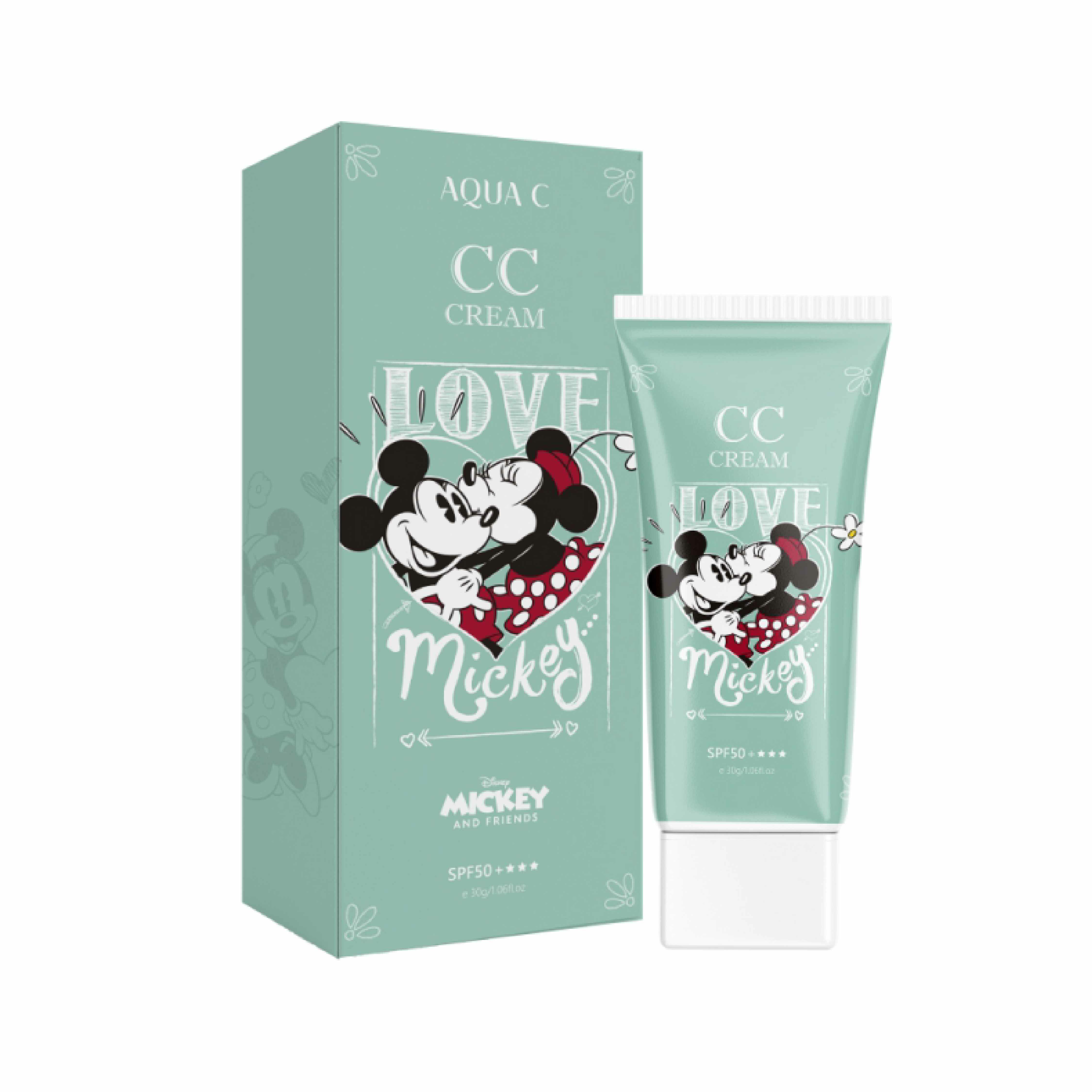 AQUA C.花漾皙 迪士尼米奇米妮 鑽白CC素顏防曬霜 30g