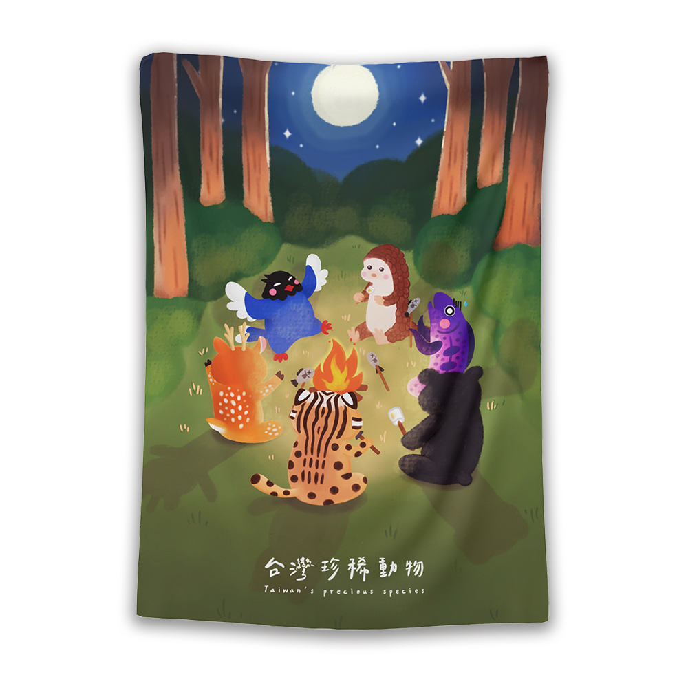 ✧獨家設計✧ 台灣之美-珍稀動物森林小聚會掛布 附贈帆布袋套組 插畫/台灣保育動物/房間佈置/裝飾 69TW2025