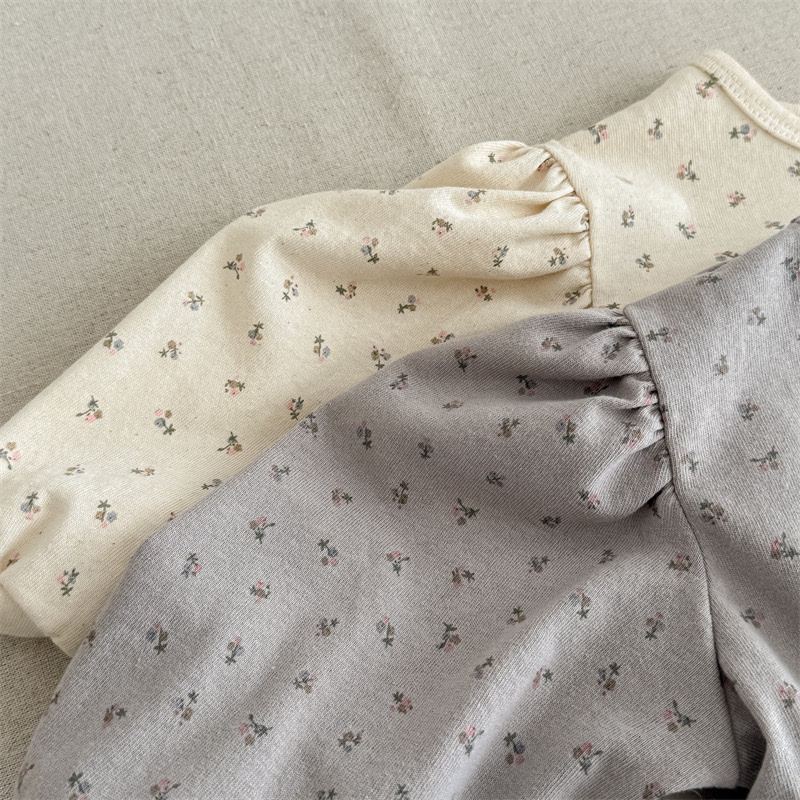 氣質碎花拼紗網上衣