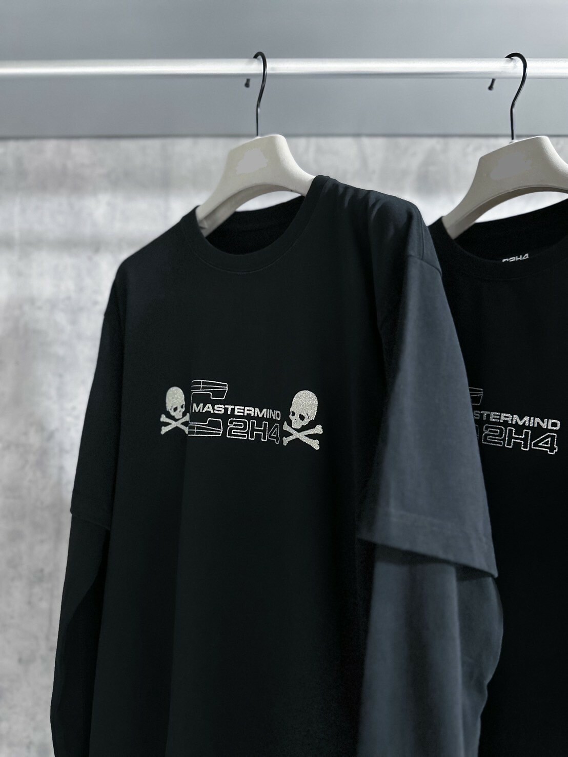 現貨五折 C2H4 x Mastermind Japan 絕版聯名 閃粉骷髏假兩件長袖  Double Layer Glitter Powder Long Sleeve Tee