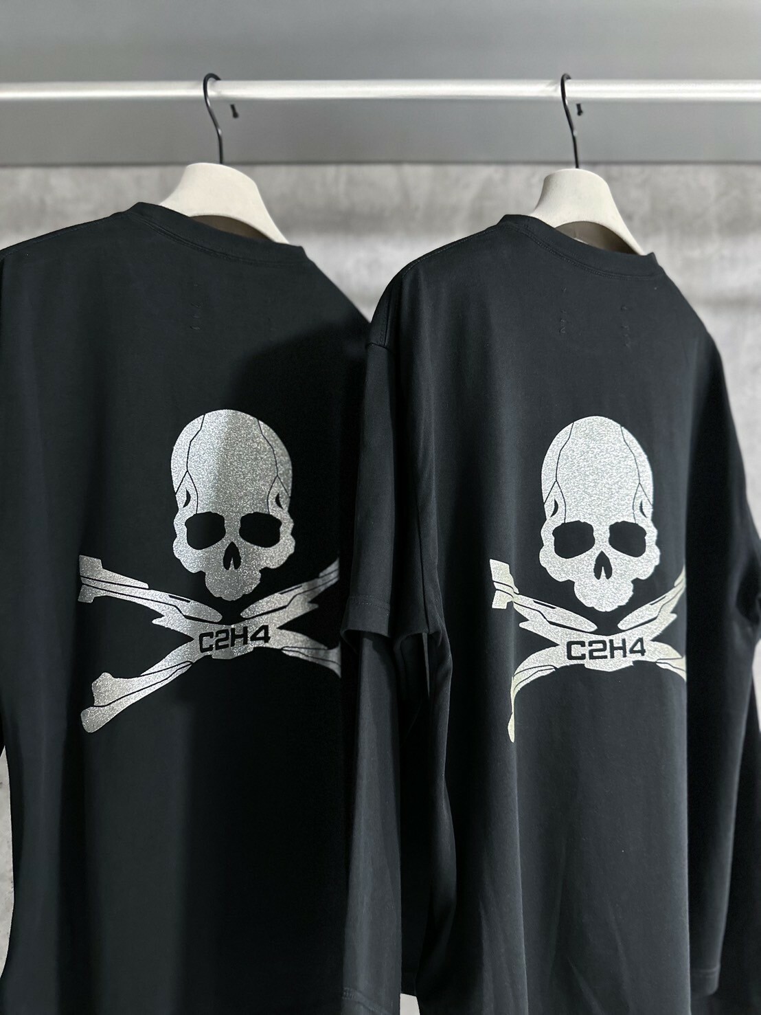 現貨五折 C2H4 x Mastermind Japan 絕版聯名 閃粉骷髏假兩件長袖  Double Layer Glitter Powder Long Sleeve Tee