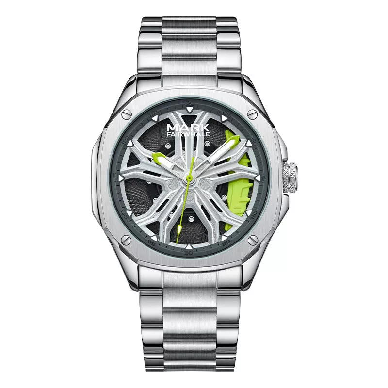 【Mark Fairwhale 馬克菲爾】FW-5060-S 超跑輪轂系列 動感錶盤/輪轂造型 可360度極速轉動