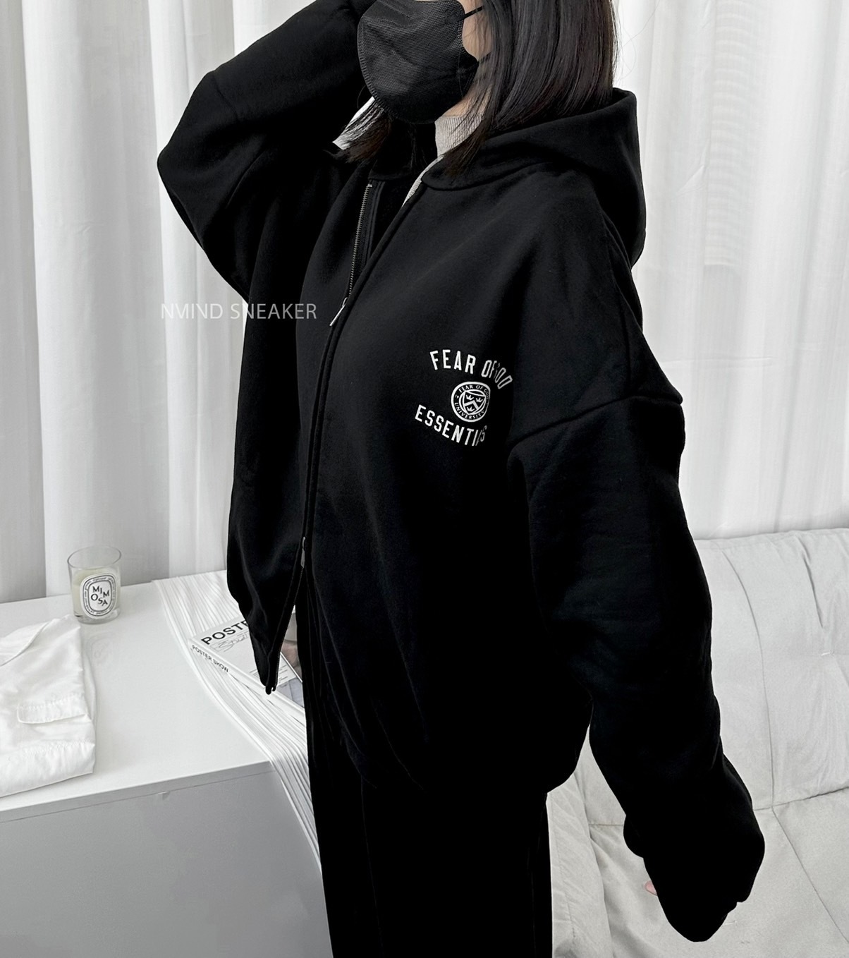 <快速出貨> ESSENTIALS HEAVY FLEECE FULLZIP 連帽外套 BLACK 24FW