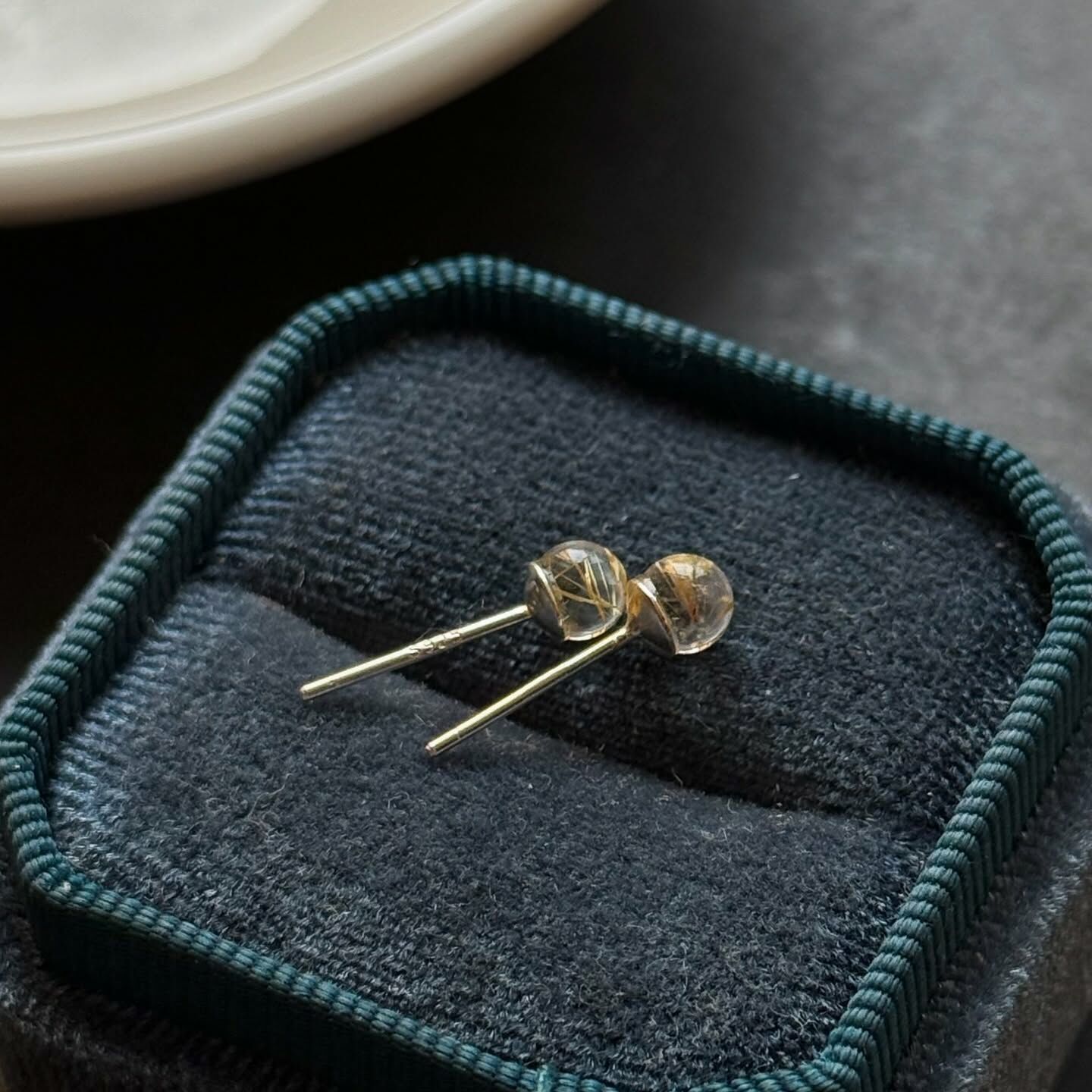 [原石] 金髮晶 925銀耳環