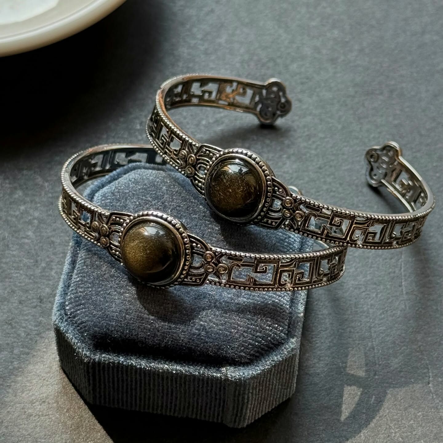 [原石] 金曜石 金屬手鐲 銅手鐲