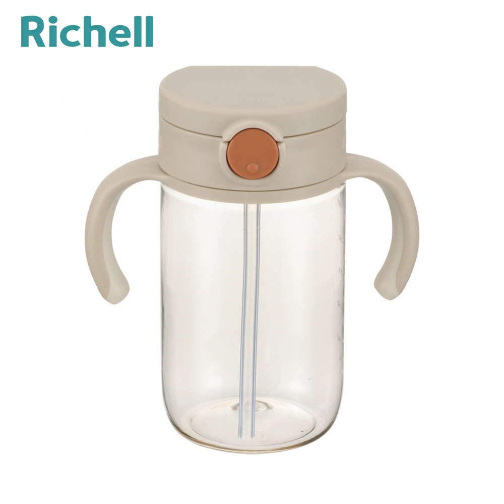 【Richell 利其爾】AX系列 幻彩吸管水杯  320ml  - 米