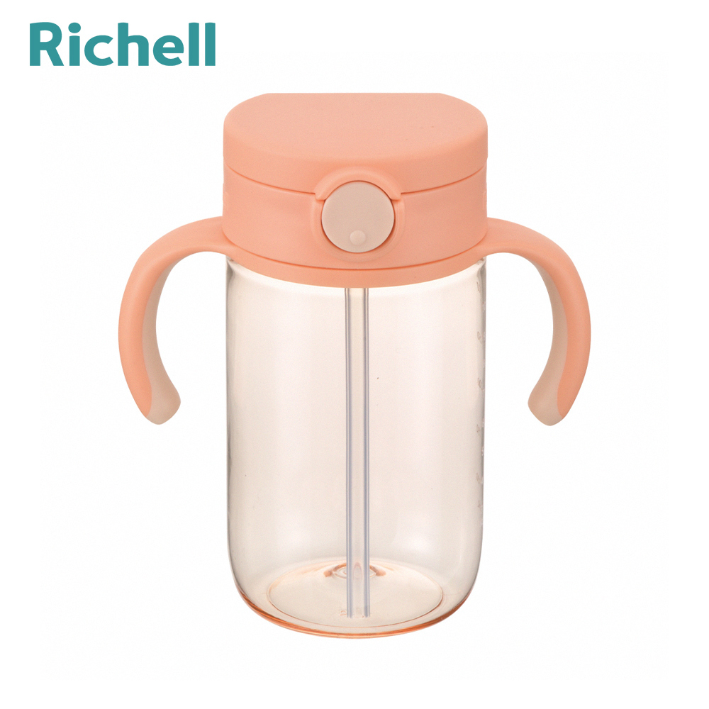 【Richell 利其爾】AX系列 幻彩吸管水杯  320ml  - 橘
