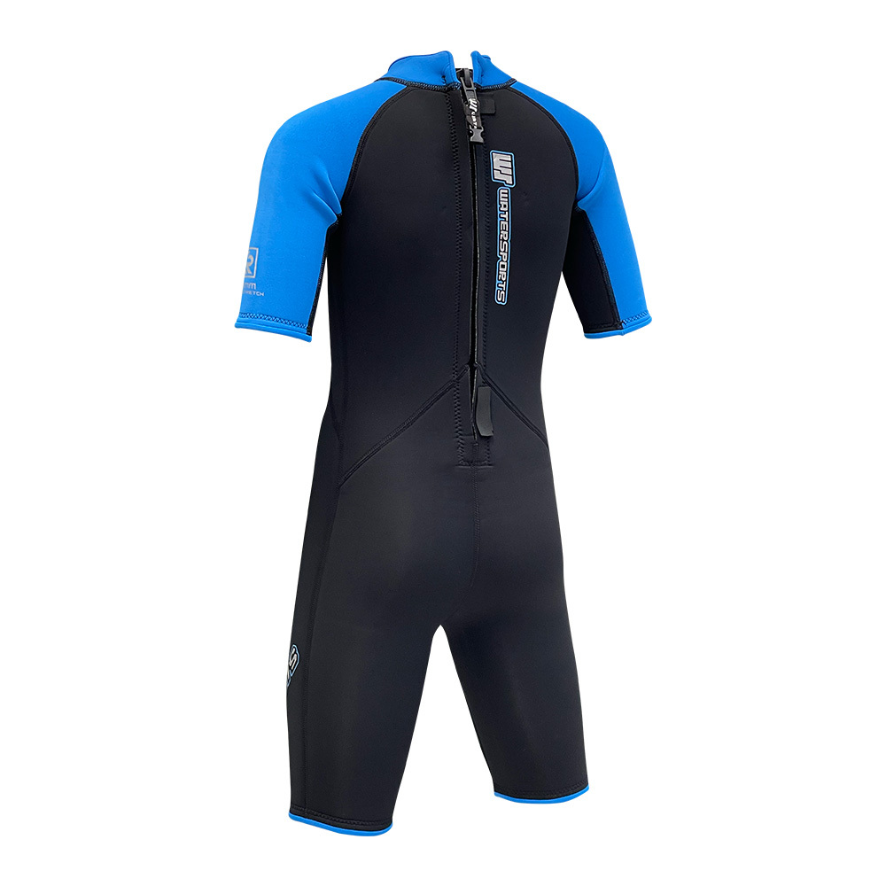 3.5mm 兒童 CR 絨毛內裡游泳連身保暖衣 - 藍/黑