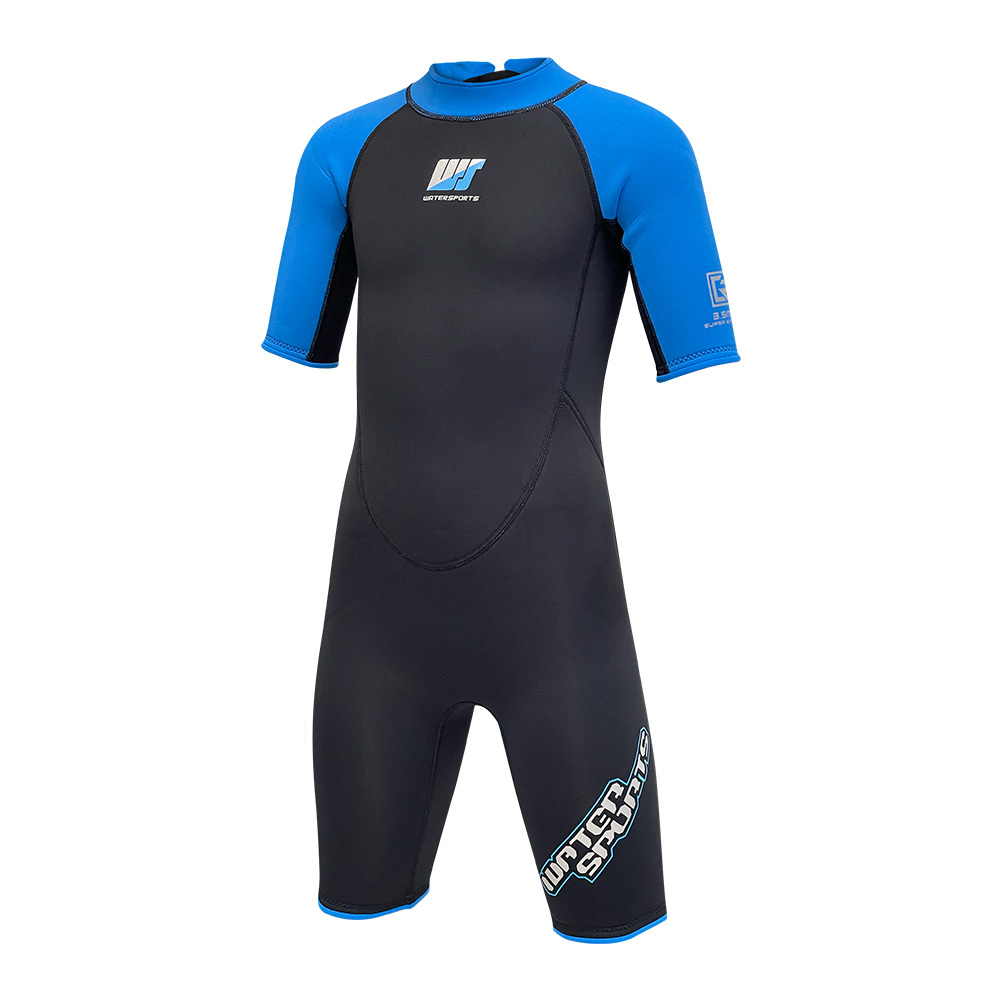 3.5mm 兒童 CR 絨毛內裡游泳連身保暖衣 - 藍/黑