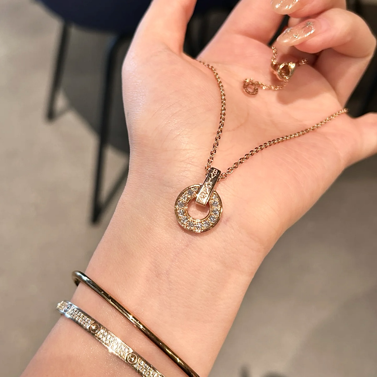 18k’personalized滿鑽小錢幣圓餅”高奢定製項鍊