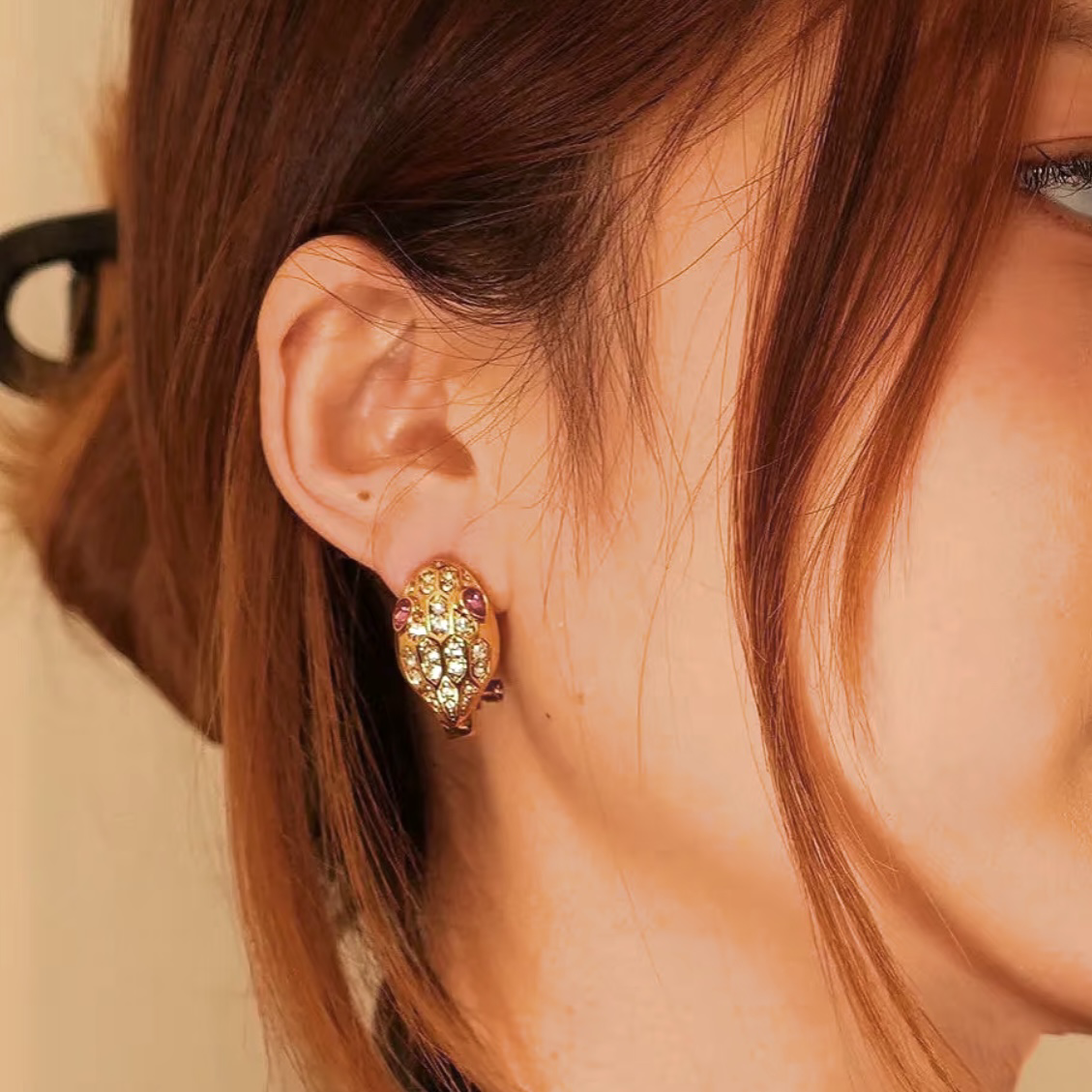 18k”serpenti viper蛇年限定紅寶石靈蛇定製耳釦釘