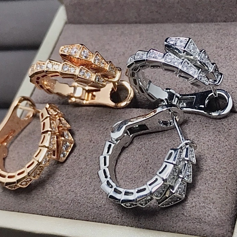 18k”personalized serpenti高奢滿鑽蛇定製耳圈釦釘