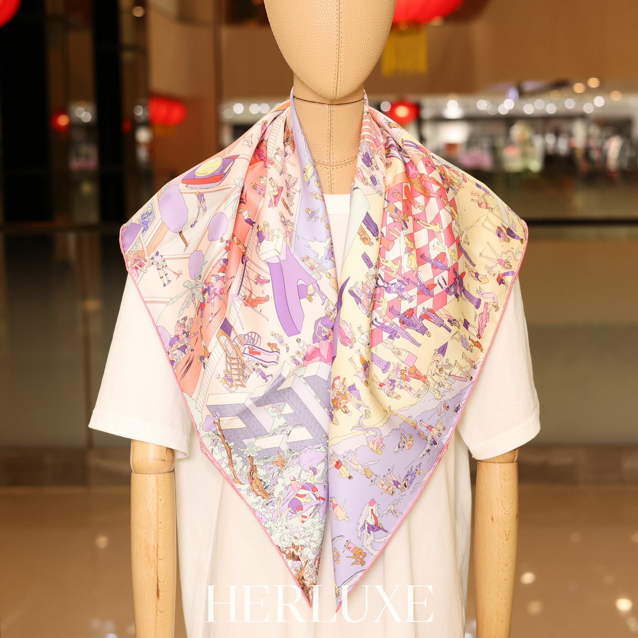 On the beach scarf 100% soie 90 x 90cm