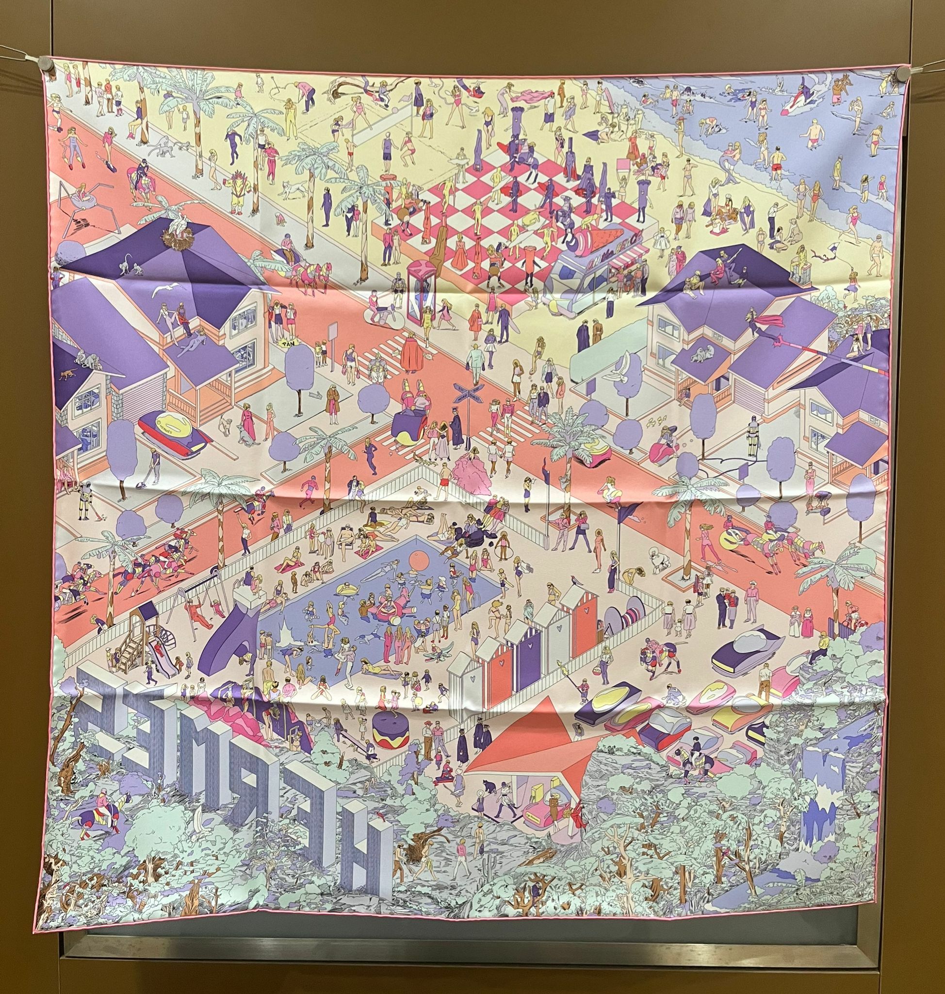 On the beach scarf 100% soie 90 x 90cm