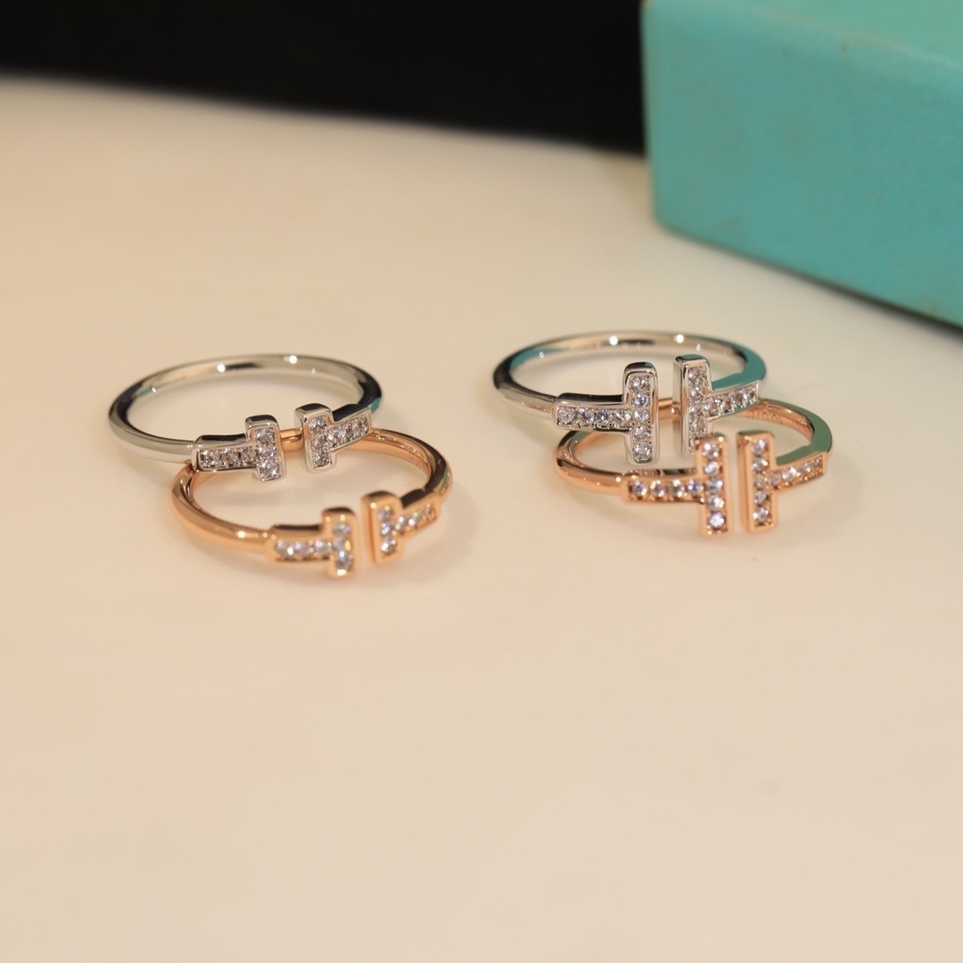 18k”personalized雙T經典滿鑽開口定製戒系列