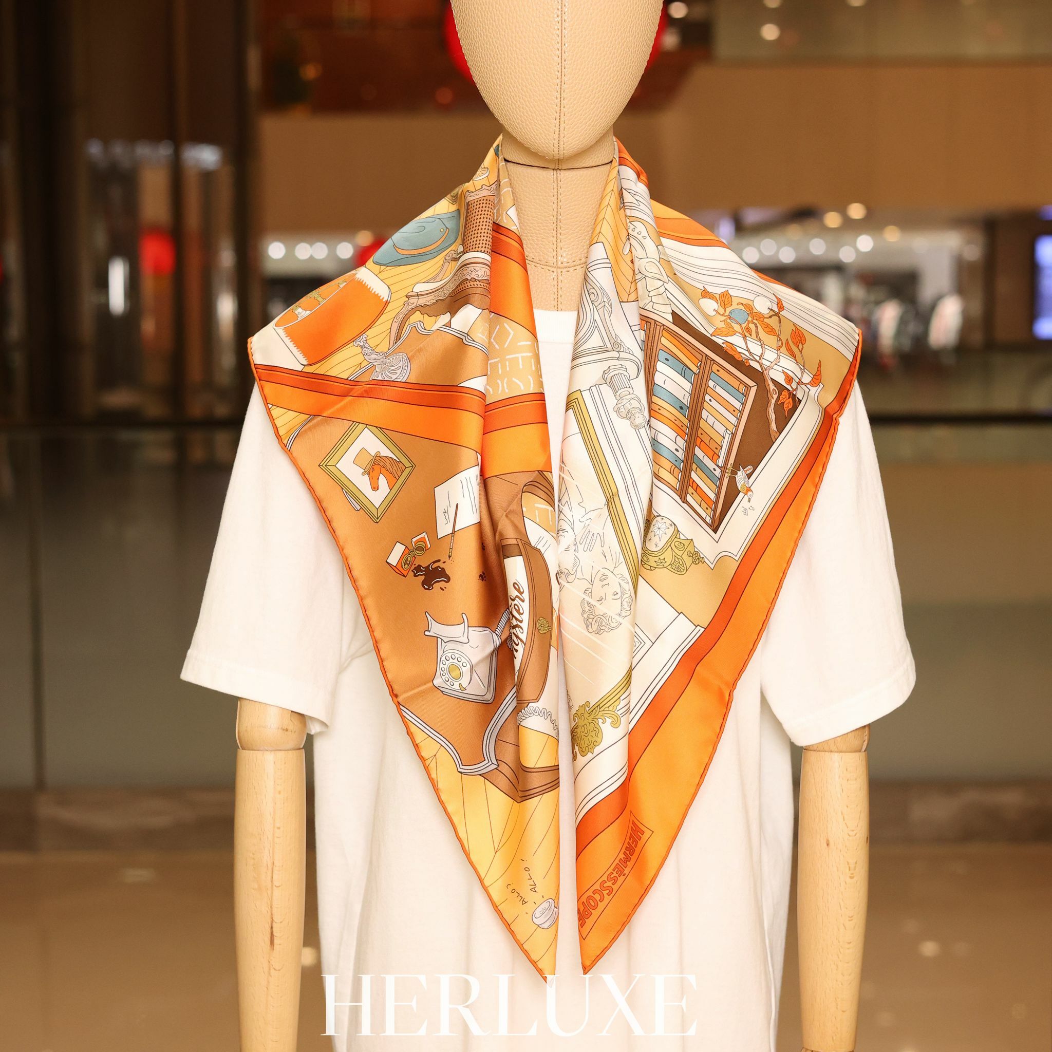 Mysrere au 24 scarf 100% soie 90x90cm  orange/blanc /marron