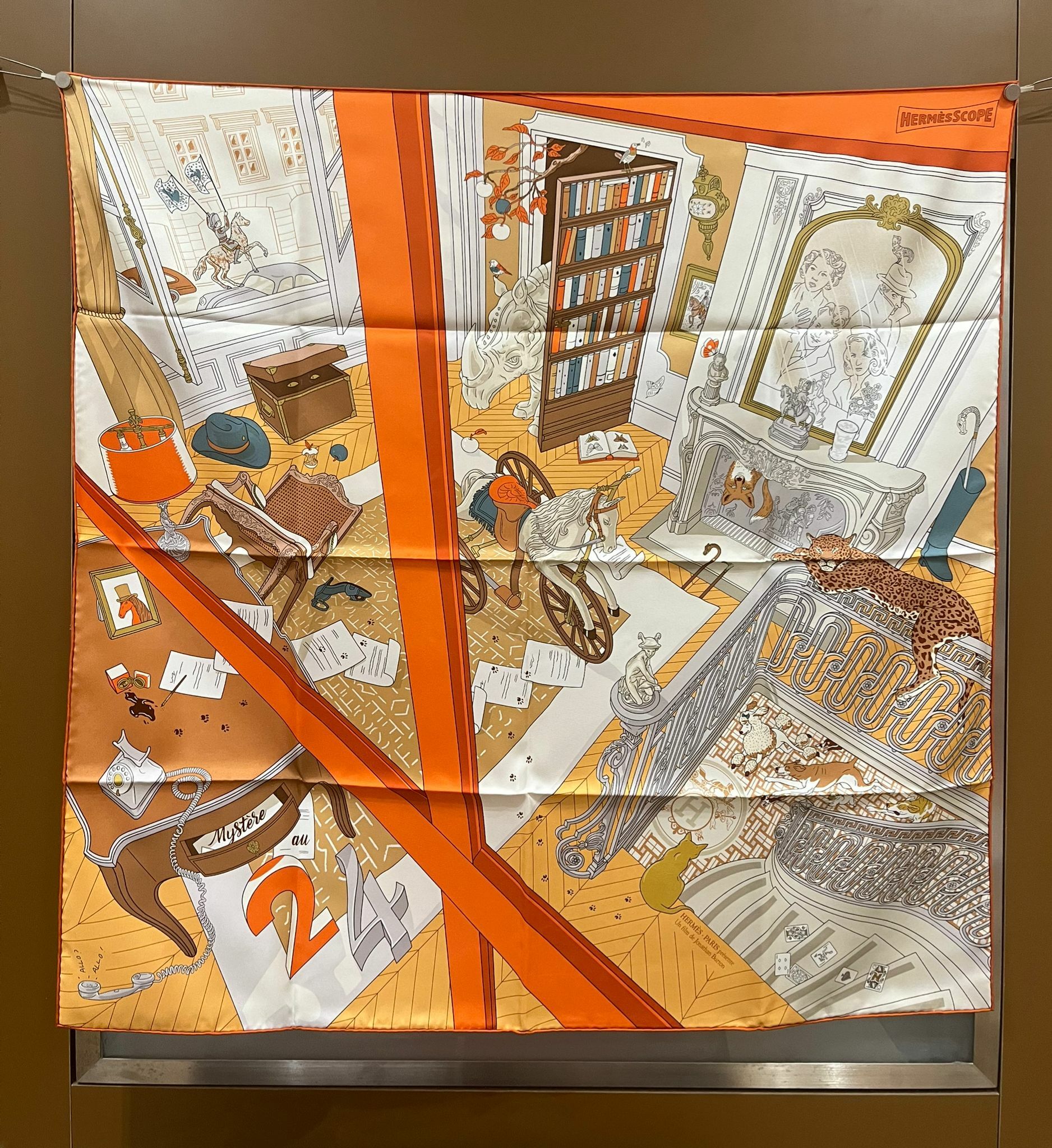 Mysrere au 24 scarf 100% soie 90x90cm  orange/blanc /marron