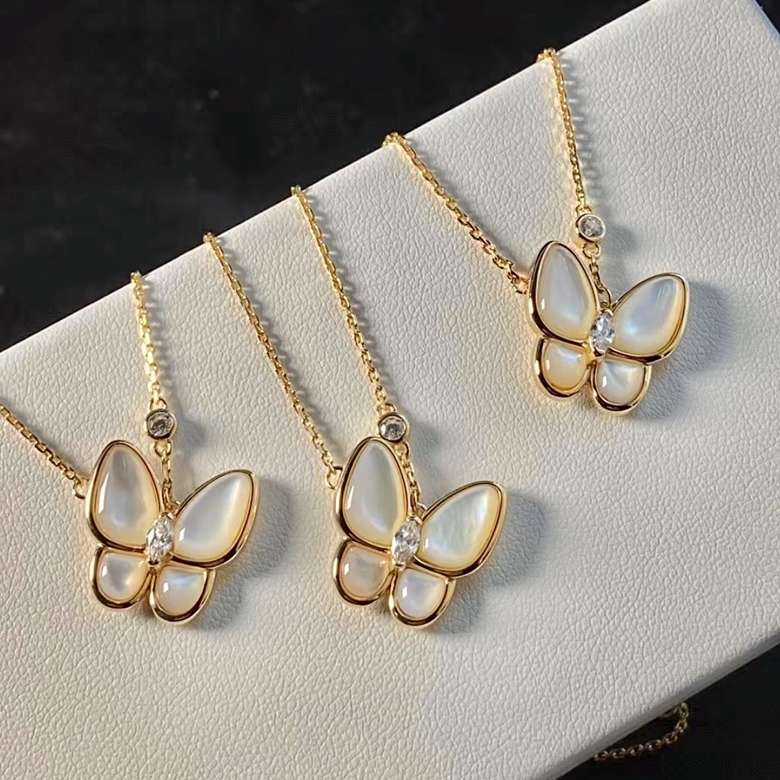 18k”va高級珍珠白母貝蝴蝶高奢定製項鍊