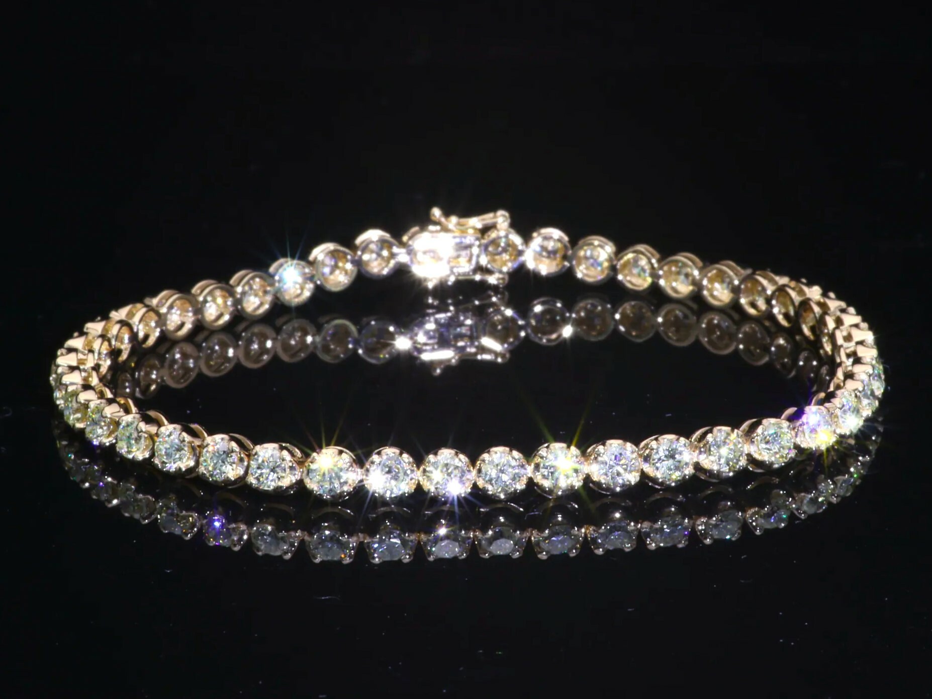 全新18K黃金3卡50份鑽石手鍊