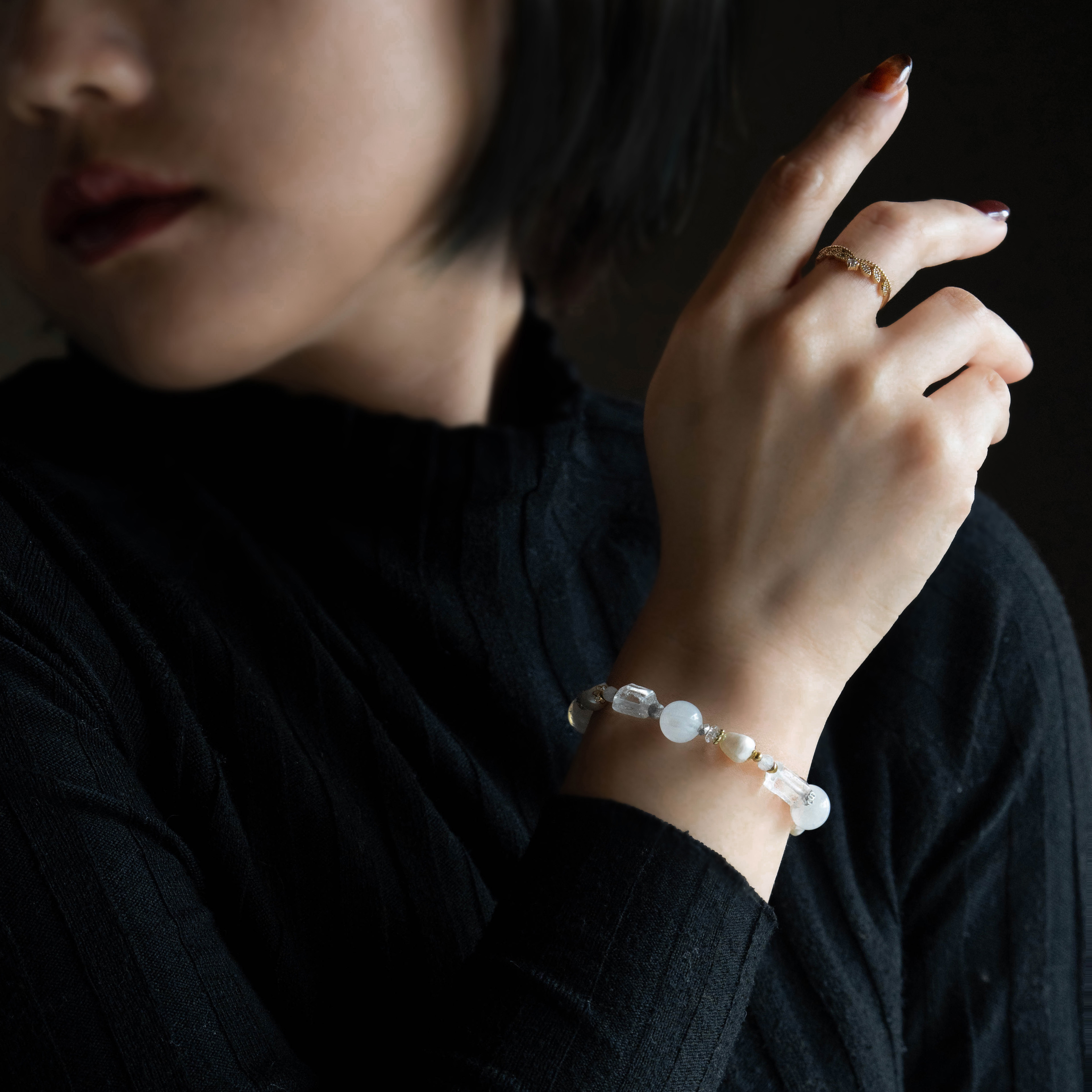 寄語｜珍珠白月光白水晶手鍊 C1696